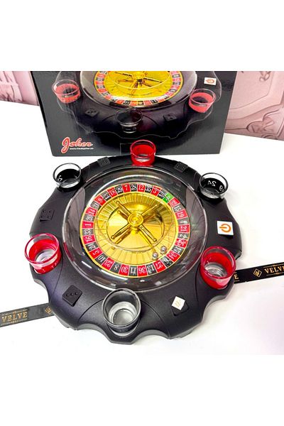 velve Electronic roulette game with glasses and shots, Diameter 27 cm