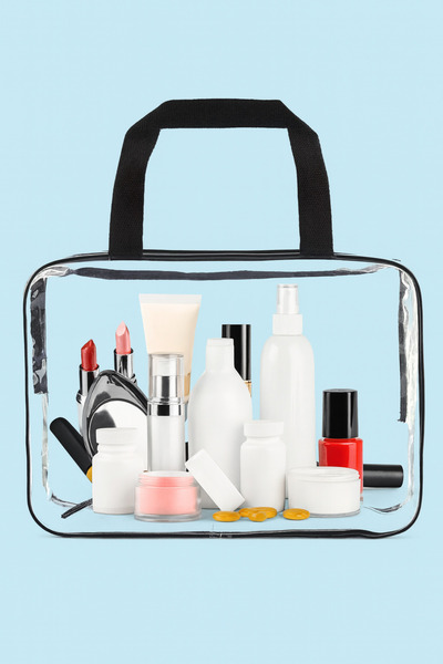 ENS PLASTİK Vacation, Beach, Cosmetics, Make-up Care Bag Set, Transparent Waterproof 1 Piece Large Size