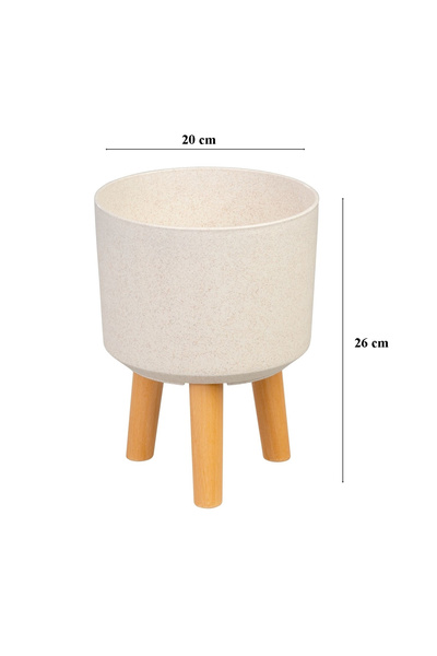 SGTT Ghiveci de flori din plastic cu 3 picioare, WhiteWheat, capacitate 3,75 litri, 20x26 cm