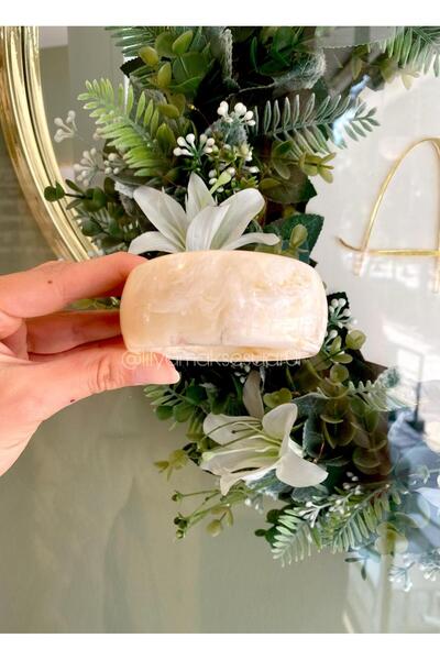 Lilyum Aksesuar Akrilik Reçine Kemik Ekru Renk Düz Model Kalın Bilezik Bileklik (1 ADET)