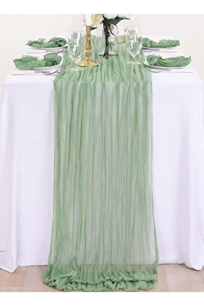 Generic MIXDE Translucent Table Runner Chessian Tablecloth for Wedding Reception Bridal Shower Party Decora