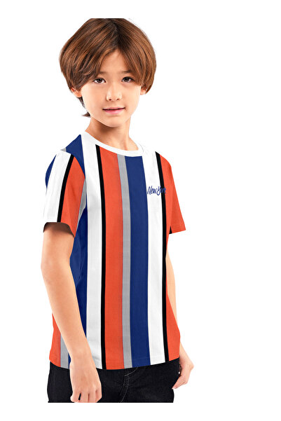 LAUREN SMITH Boys’ Cotton Blend Striped T-Shirt – Casual Comfort for Everyday Adventures