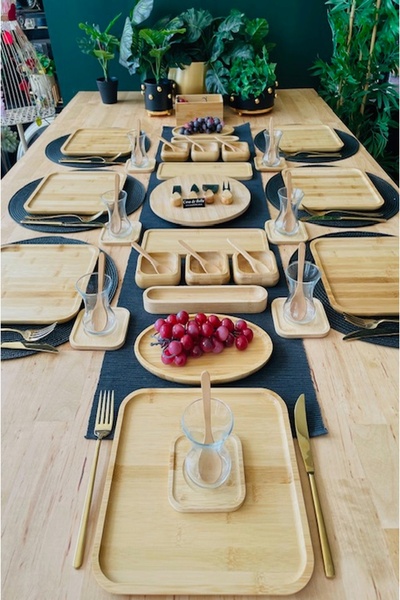 CASA DE BELLA Bamboo 42 Piece Breakfast Set for 6 People
