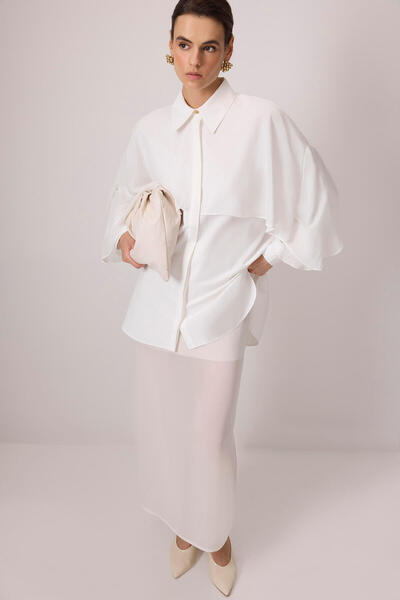Touché Privé Poplin Shirt with Chiffon Garnish
