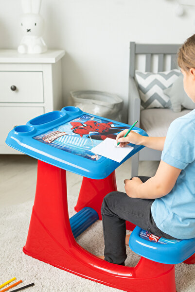 DEDE Spider-Man Çocuk Çalışma Masası ve Sandalye Seti – 3+ Yaş, 55×56×74cm