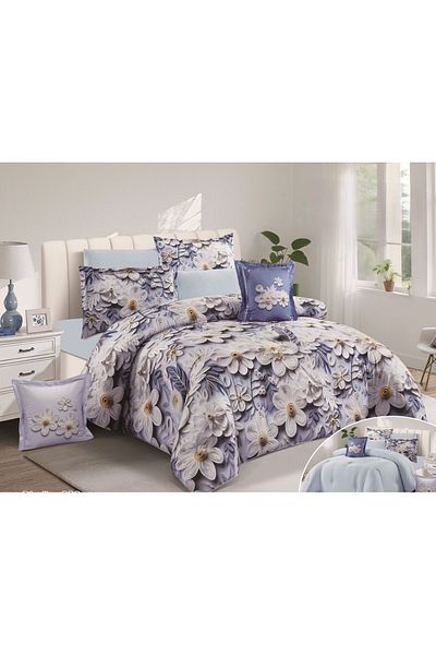 SNOOZYL Luxury 3D printed summer filling double bed sheet made of microfiber, 240*260 cm