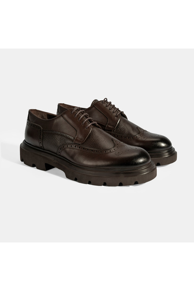 Desa Men's Brown Laced Leather Casual Shoes