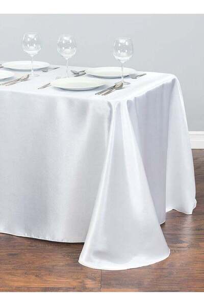 Generic Oil-Proof White Table Cloth 1.45x1.8m - Stain Resistant Washable Table Cover Fabric for Weddings, C