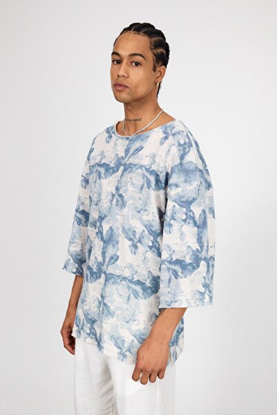 İLKCET MODA Yarım Kol Dijital Baskı Oversize Tshirt