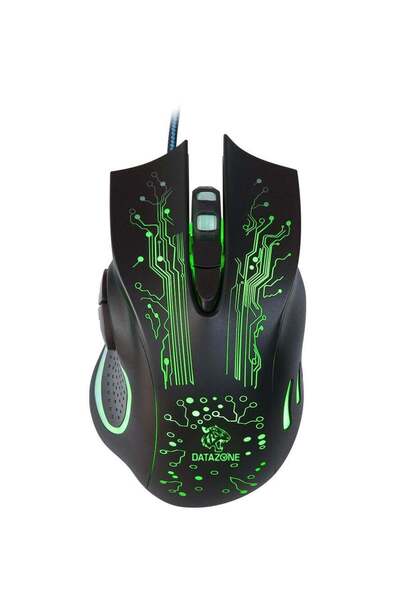 Datazone Wired Gaming Mouse in Black with Green Lighting