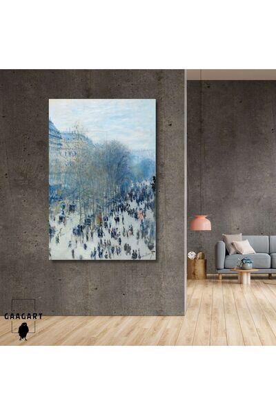 GAAGART Tekli Dikey Kanvas Tablo Ünlü Eserler Claude Monet Boulevard Des Capu...