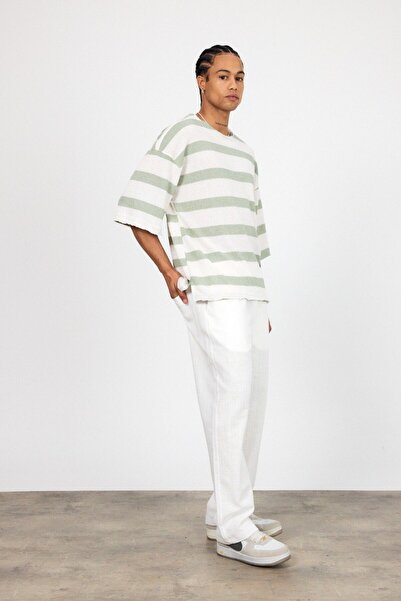 İLKCET MODA Πλεκτό Ζακάρ Μισόμανικο Oversize Tshirt