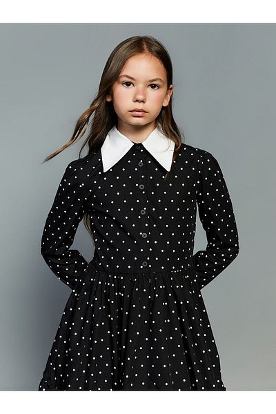 LC Waikiki New Season Polka Dot Girl's Shirt Dress