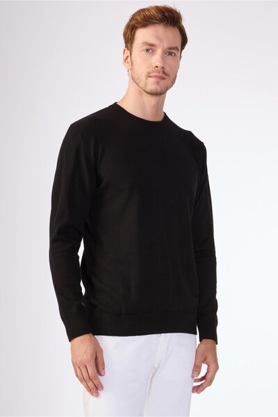 Dufy Black Plain Men's Knitwear - Slim Fit