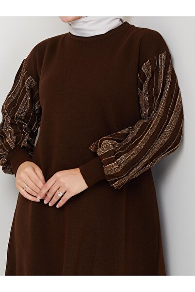 BisuModa Tunic Set with Sleeve Glitter Detail and Knitwear Trousers