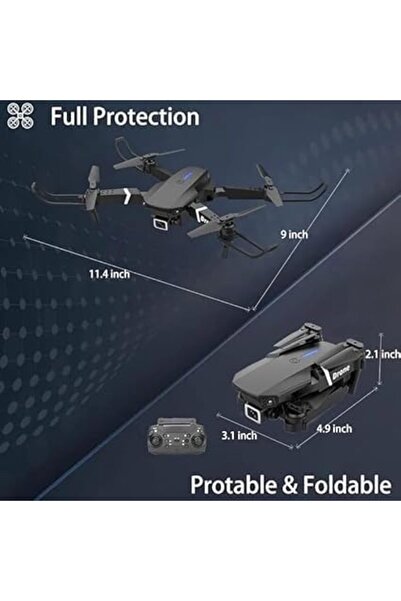 Generic E88 Drone Professional 4K HD Dual Mini Camera, Foldable Remote Control Drone, Height Keep Mini Helic