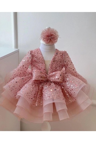 Tuğçe Şahin boncuk payet kız çocuk anne abiye elbise