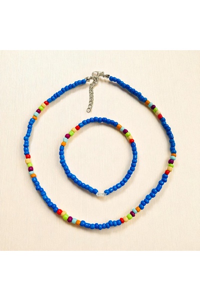 LeylanTakı Leylan Jewelry Children's Dark Blue Necklace Bracelet Set