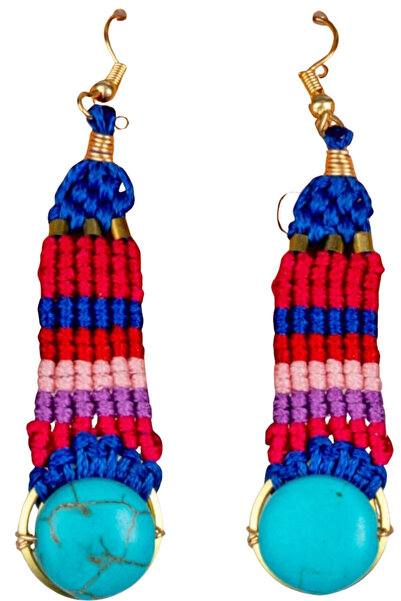 Waves And Pebbles Long Macrame Earrings
