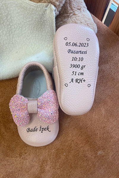 Beybium İsimli Bebek Ayakkabısı Hakiki Deri Adele Pudra
