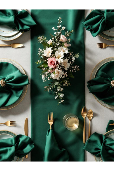 JACA Puff Scuba Fabric Textured Worry-Free Stain-Proof Long Runner Tablecloth and Napkin Set