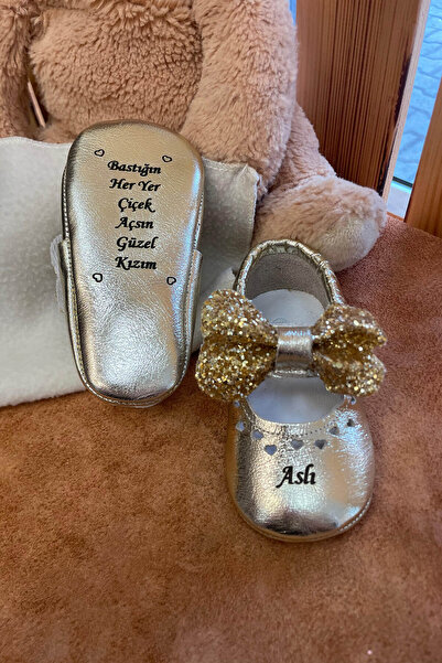 Beybium İsimli Bebek Ayakkabısı Hakiki Deri Bobby Altın