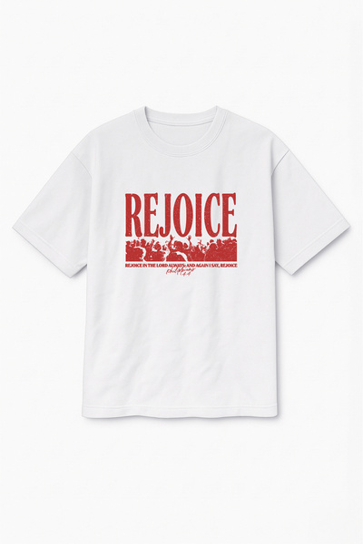 Altair Tr Oversize White Unisex Rejoice Printed T-Shirt T-Shirt