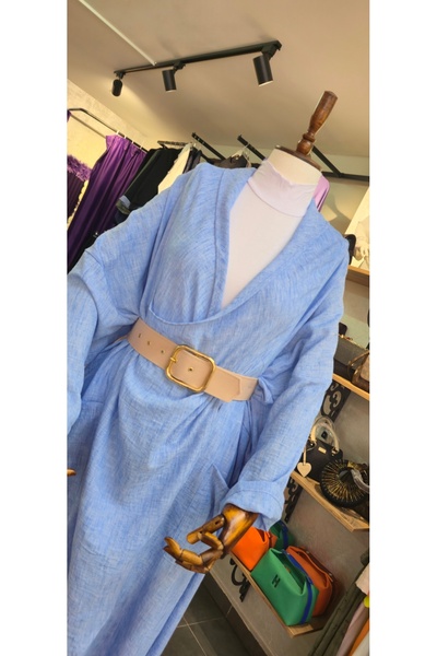 Modanındiyarı İthal keten çapraz tunik