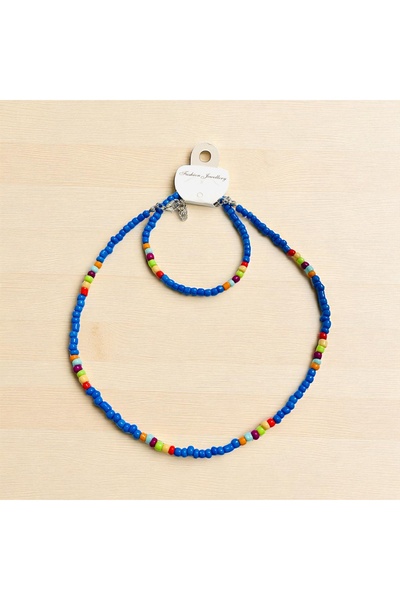 LeylanTakı Leylan Jewelry Children's Dark Blue Necklace Bracelet Set