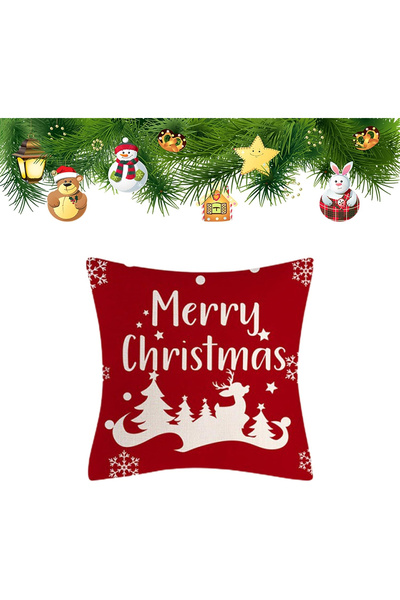 BNOYONERAS Decorative pillowcase 45x45 cm, red, Merry Christmas pattern