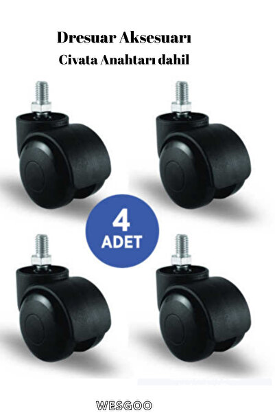 Wesgoo Dresuar & Mobilya Tekerleği (M3/8 dişli) M10 x 4 Adet