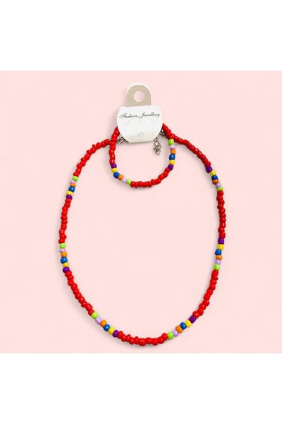 LeylanTakı Leylan Jewelry Children's Red Necklace Bracelet Set