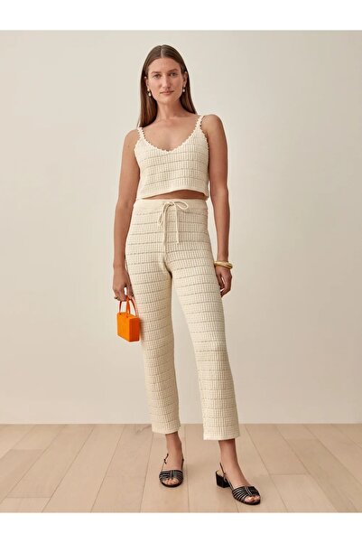 glztriko Crop-Pants with Openwork Strap Knitwear Double Set Glz044