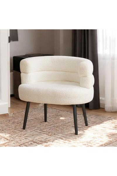 Trendat Comfortable white boucle chair for home