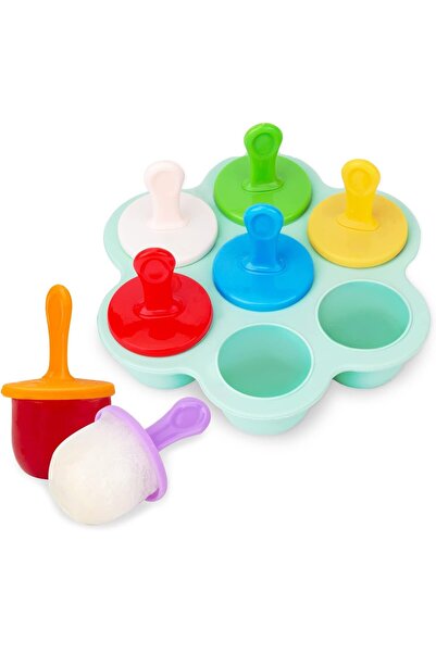 OEM Forme de înghețată din silicon, multicolore, 7 compartimente cu suporturi