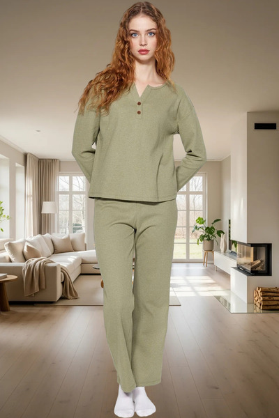 PayBuy Women's V-Neck Long Sleeve Cotton Pajamas Set Comfortable High Quality Trend Design for Winter Seasons