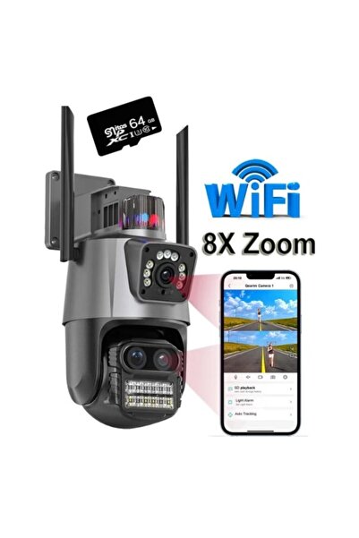 BSG TECH Camera de supraveghere dubla WIFI BSG TECH, 8MP, exterior/interior, Ultra HD, 6MP, PTZ, CCTV, zoom 1