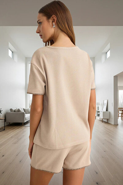 PayBuy Women's Waffle Fabric Short Sleeve Pajamas Set Summer Comfortable Homewear for Daily Use