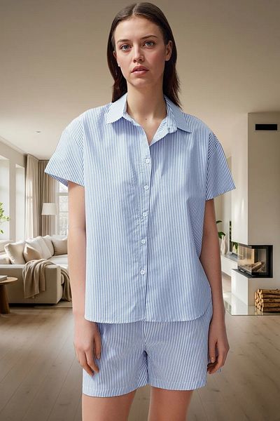 PayBuy Women's Comfortable Striped Cotton Poplin Pajama Set Stylish Appearance Special Design Distinguished Material