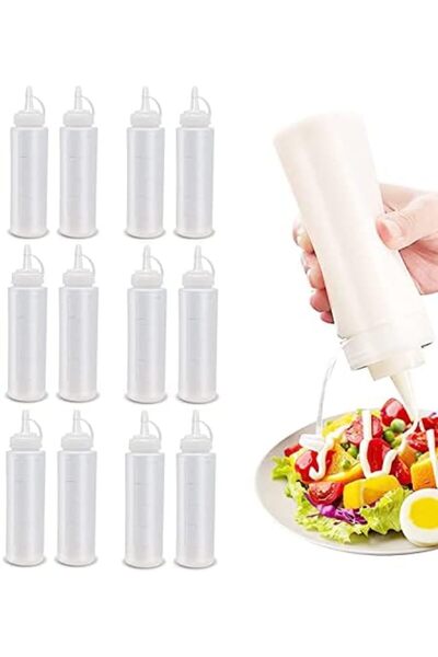 Generic 12 Pcs Condiment Squeeze Bottles, 8oz Food Grade Plastic Squeeze Bottles