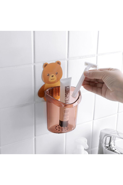 tafce Teddy Bear Patterned Self-Adhesive Bathroom Organizer Practical and Cute Organizer