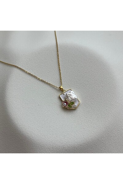 Arye Aksesuar Steel Pearl Detailed Art Necklace