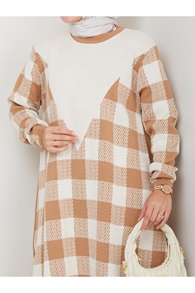 BisuModa Σετ τουνίκ με καρό πλεκτό παντελόνι