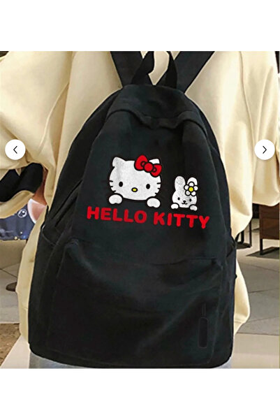 Minga London Geantă de școală cu imprimeu cu iepure Hello Kitty negru - Ghost...