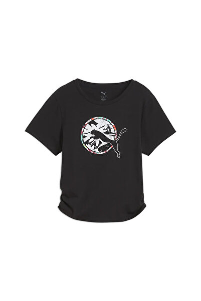 Puma TROPICAL AOP TEE SHORT Μαύρο Γυναικείο T-Shirt