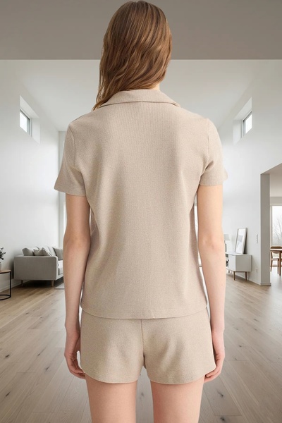 PayBuy Women's Waffle Fabric Short Sleeve Pajama Set Perfect Fit for Casual Wear