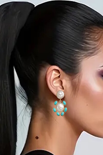 CAŞ DEKORASYON Gold Color Pearl Earrings (Pair)