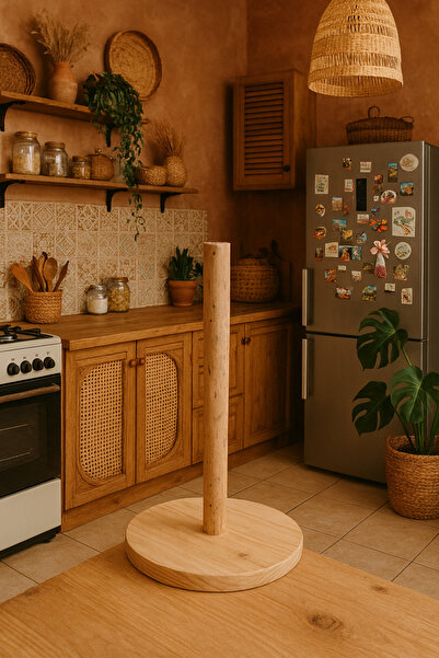 DemCey Home Square Wooden Paper Towel Holder, Roll Towel Holder, Napkin Holder