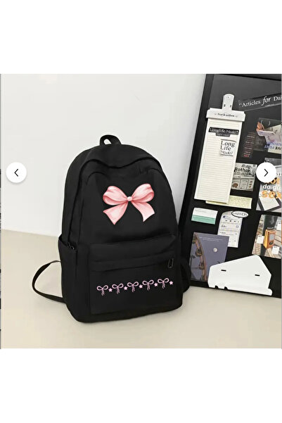 Minga London Чорний рюкзак для школи з великим принтом стрічки -Ghostella