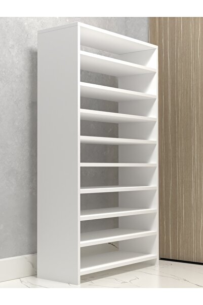 Kenzlife Kapaklı Ayakkabılık Bosnevi Mat Beyaz Sunta 140*080*30 Otuzaltı Çift Ayakkabı Kapasitesi Arkalıksız